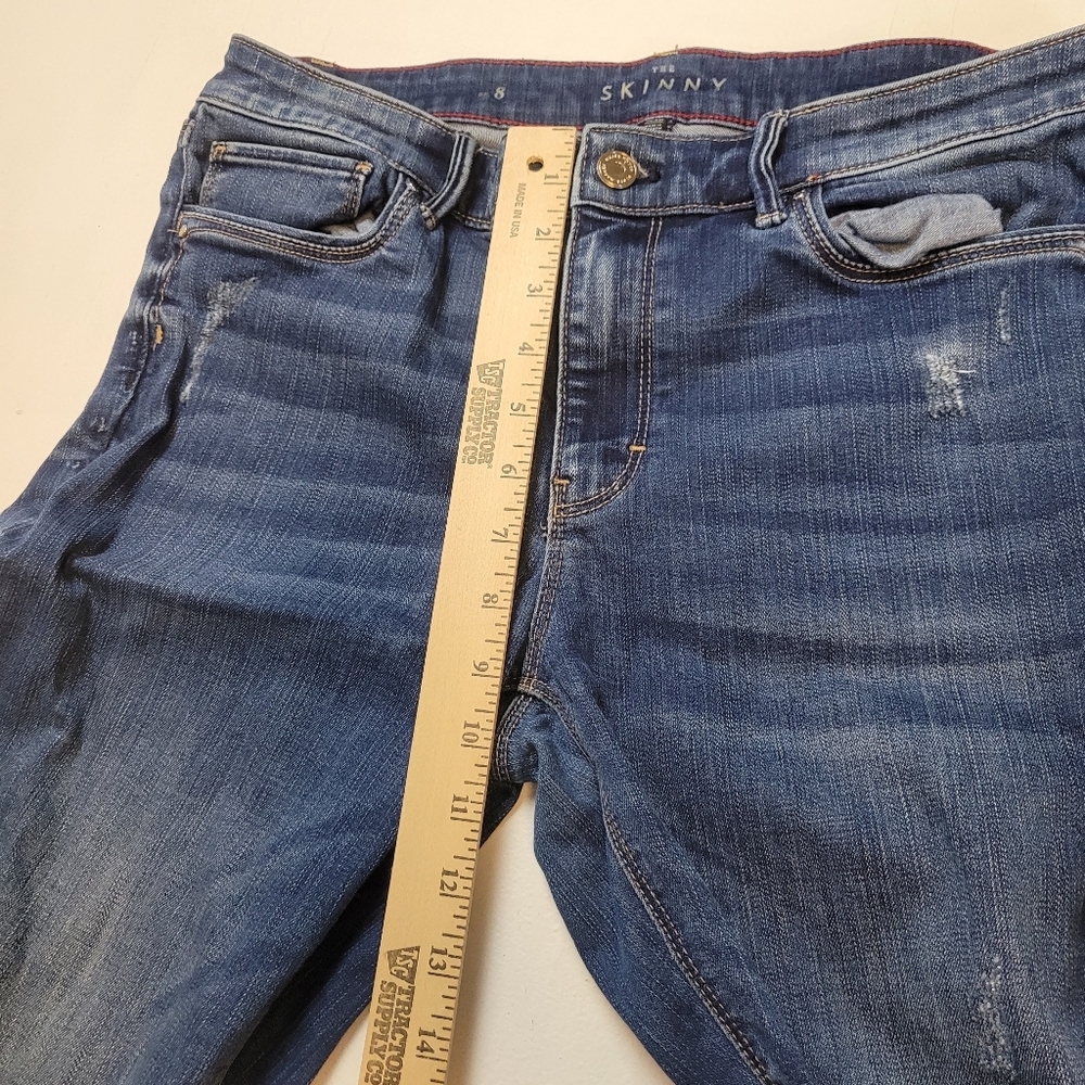 White House Black Market Dark Denim Distressed Skinny Jeans - Picture 2 of 9